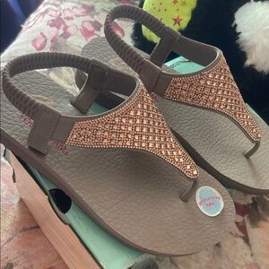 Skechers Women's Sandals in Brown with Rhinestone Accents